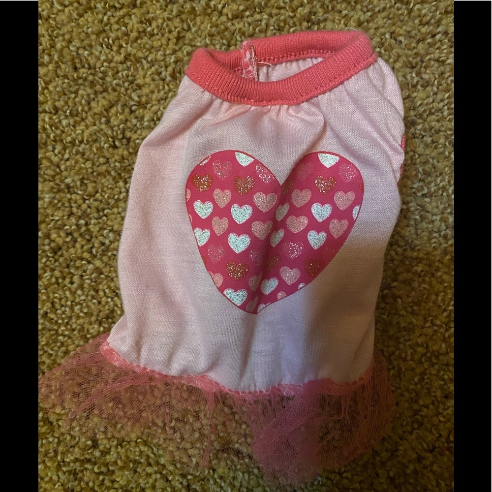Pink Heart Lace Dog Dress - Cute Pet Clothing